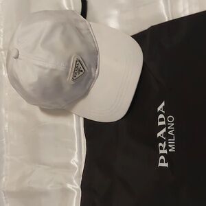 Authentic Prada White Cream Nylon Baseball Cap